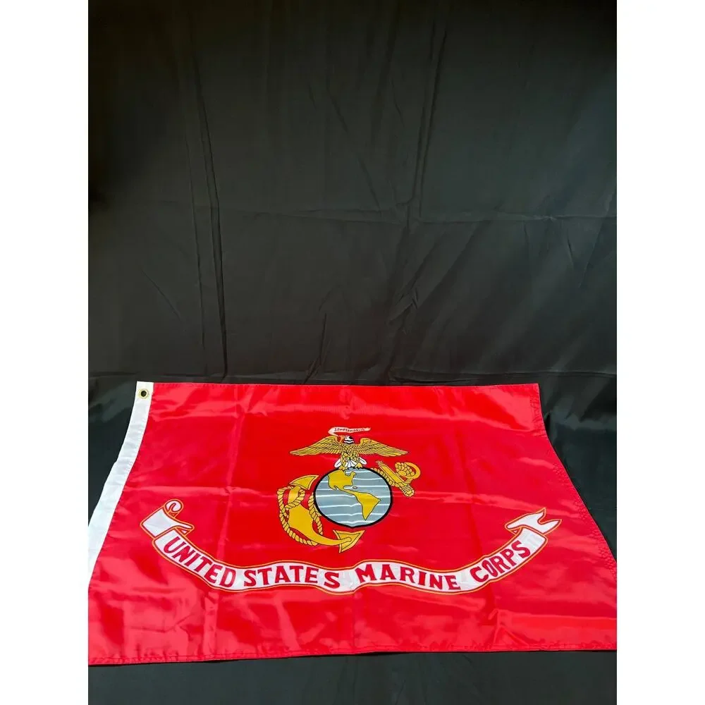 USMC Marines Red Flag 37in/23in Military Veteran Man Cave Semper Vintage